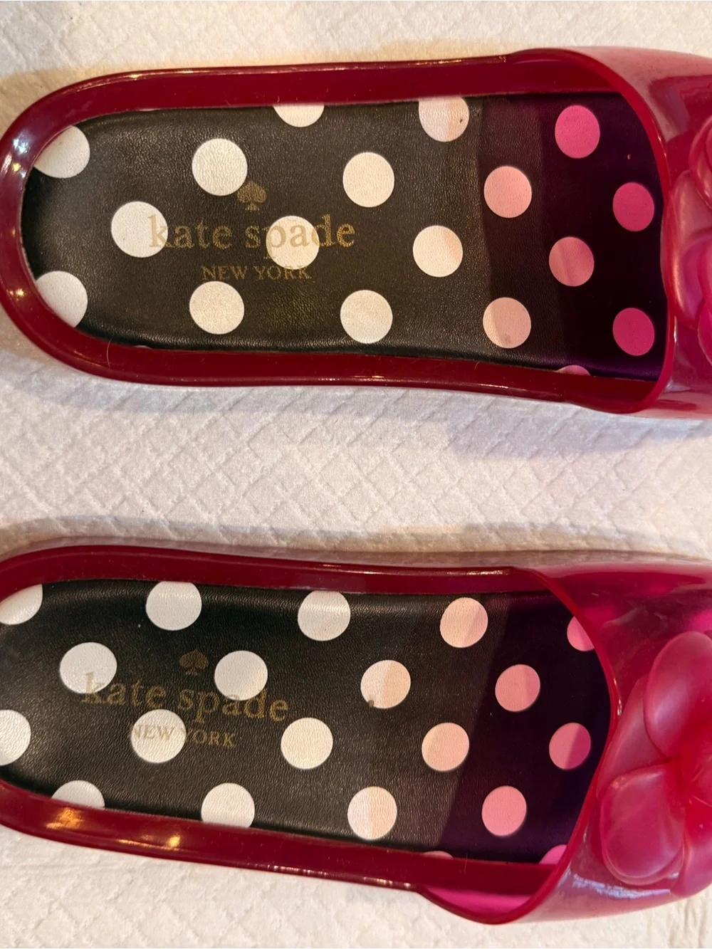 kate spade Red Polka Dot Camellia Slide Sandals